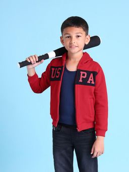U.S. POLO ASSN. - Kids Red Full Sleeves Hoodie