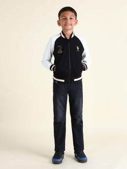 U.S. POLO ASSN. - Kids Colorblock Black Full Sleeves Bomber