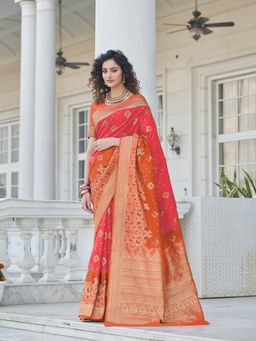 Odette - Gorgeous Woven Pink Banarasi Silk Saree with Unstitched Blouse