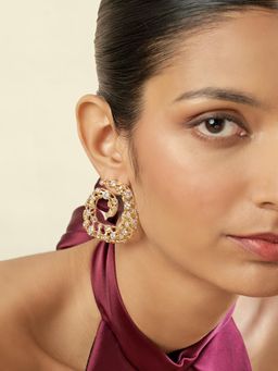 Isharya - White Barroco Stone Studs Earnings