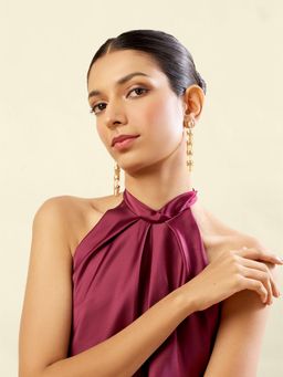 Isharya - White Ceu Stone Danglers Earnings