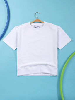 Jumping Joey - Boys White Solid Half Sleeves Round Neck T-Shirt