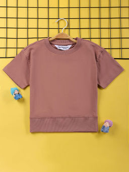 Jumping Joey - Boys Pink Solid Half Sleeves Round Neck T-Shirt