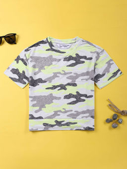 Jumping Joey - Boys Multi-Color Camouflage Printed Half Sleeves Round Neck T-Shirt