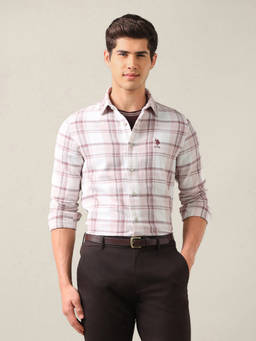 U.S. Polo Assn. Denim Co. - Pink Cotton Checks Collar Neck Shirt
