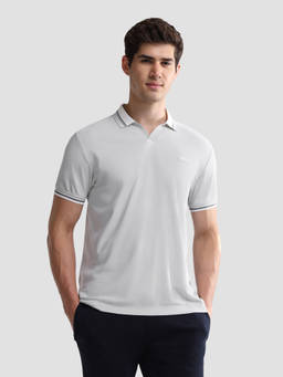 U.S. POLO ASSN. - Grey Polyester Solid/Plain Collar Neck Polo T-Shirt