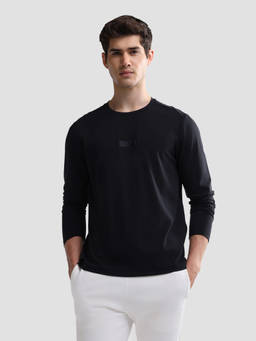 U.S. POLO ASSN. - Navy Blue Nylon Solid/Plain Crew Neck T-Shirt