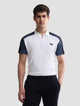 U.S. POLO ASSN. - White Polyester Solid/Plain Collar Neck Polo T-Shirt