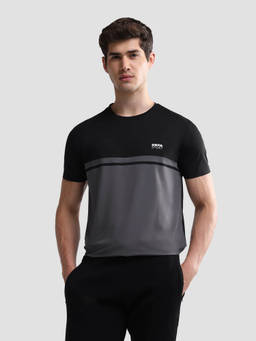 U.S. POLO ASSN. - Black Nylon Colorblock Crew Neck T-Shirt