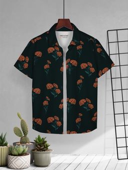 HELLCAT - Dark Green Trendy Regular Fit Printed Causal Shirt for Boys