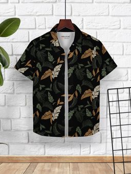 HELLCAT - Olive Trendy Regular Fit Printed Causal Shirt for Boys