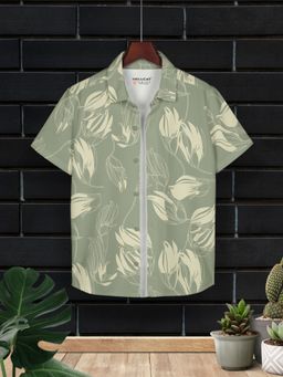 HELLCAT - Light Green Trendy Regular Fit Printed Causal Shirt for Boys