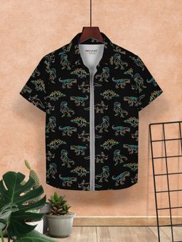 HELLCAT - Black Trendy Regular Fit Printed Causal Shirt for Boys
