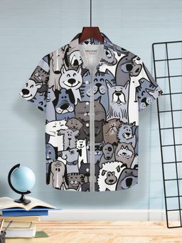 HELLCAT - Blue Trendy Regular Fit Printed Causal Shirt for Boys