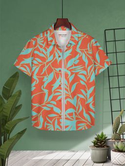 HELLCAT - Orange Trendy Regular Fit Printed Causal Shirt for Boys
