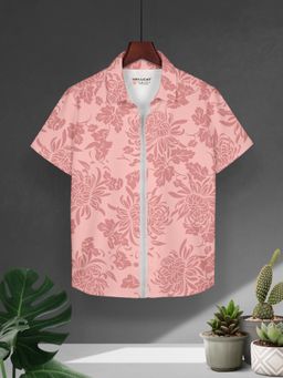 HELLCAT - Pink Trendy Regular Fit Printed Causal Shirt for Boys