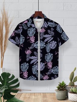 HELLCAT - Dark Blue Trendy Regular Fit Printed Causal Shirt for Boys