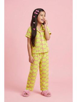 TINY GIRL - Yellow Cotton Full Sleeves Printed Shirt With Pyjama