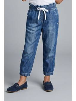 TINY GIRL - Blue Cotton Solid/Plain Joggers