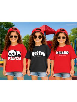 LEOTUDE - Kid Multi-Color Printed Cotton Oversized T-Shirt (Pack of 3)
