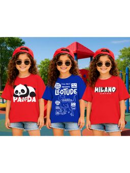 LEOTUDE - Kid Multi-Color Printed Cotton Oversized T-Shirt (Pack of 3)
