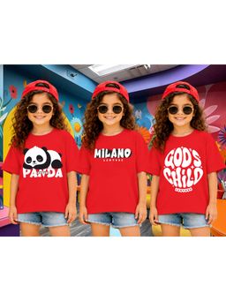 LEOTUDE - Kid Multi-Color Printed Cotton Oversized T-Shirt (Pack of 3)