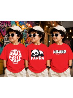 LEOTUDE - Kid Multi-Color Printed Cotton Oversized T-Shirt (Pack of 3)
