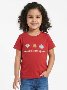 Nite Flite - Summer State Red Printed Kids Cotton T-Shirt
