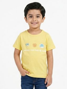 Nite Flite - Summer State Yellow Printed Kids Cotton T-Shirt