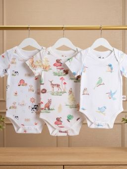 Bubz - Bamboo Animals Baby Bodysuit (Pack Of 3)