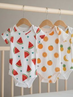 Bubz - Bamboo Fruits Baby Bodysuit (Pack Of 3)