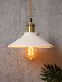 Homesake - White Cone Pendant Golden Hanging Light