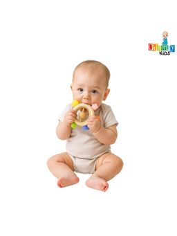 Chinmay Kids - Cream Silicone & Wood Teether (0-6 Months)