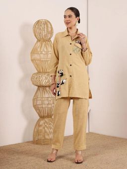Lative Colours Of Fashion - Beige Embroidered Regular Kurti with Pant