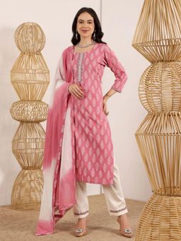 Lative Colours Of Fashion - Pink Embroidered Regular Kurta Pant with Dupatta