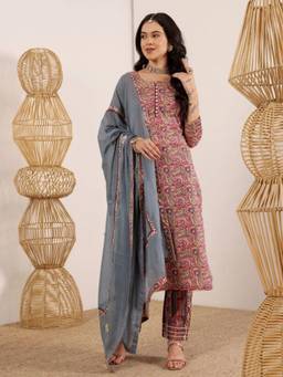 Lative Colours Of Fashion - Pink Embroidered Regular Kurta Pant with Dupatta