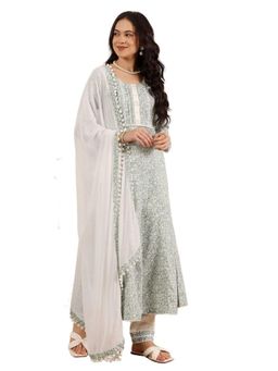 Lative Colours Of Fashion - Green Printed Regular Kurta Pant with Dupatta
