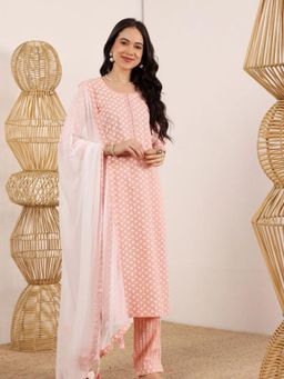 Lative Colours Of Fashion - Peach Printed Regular Kurta Pant with Dupatta