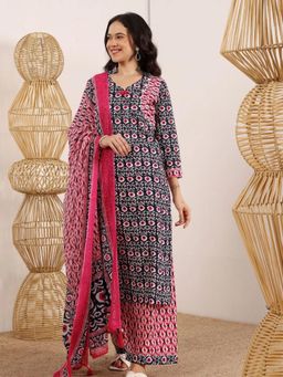 Lative Colours Of Fashion - Multi-Color Printed Regular Kurta Pant with Dupatta