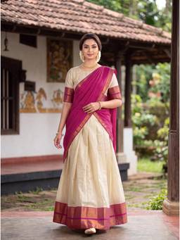 Kasee - Pink Woven Regular Semistitched Lehenga & Unstitched Choli with Dupatta