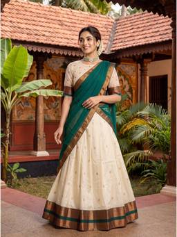 Kasee - Green Woven Regular Semistitched Lehenga & Unstitched Choli with Dupatta