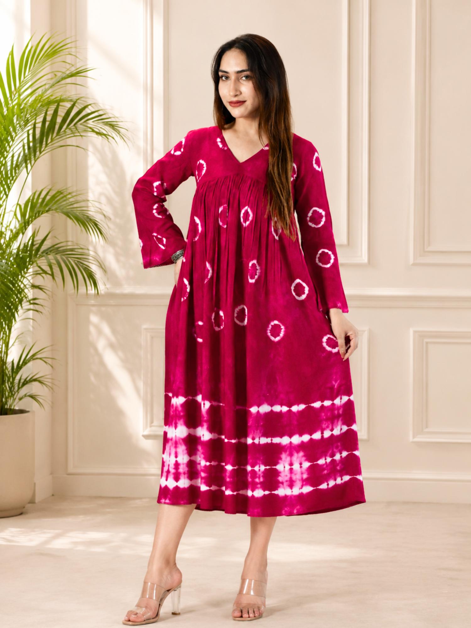 maaesa Maroon Tie & Dye Regular Dress-picture-23