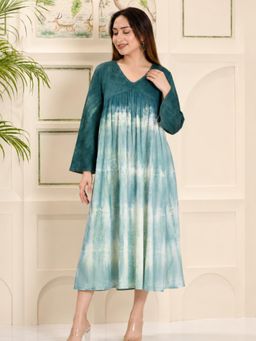 Maaesa - Green Tie & Dye Regular Dress
