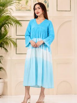 Maaesa - Blue Tie & Dye Regular Dress