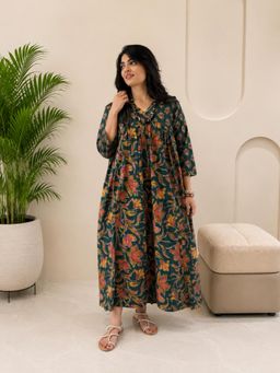 Maaesa - Green Floral Regular Dress