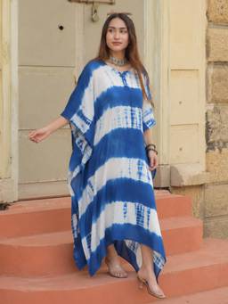 Maaesa - Blue Tie & Dye Regular Kaftan