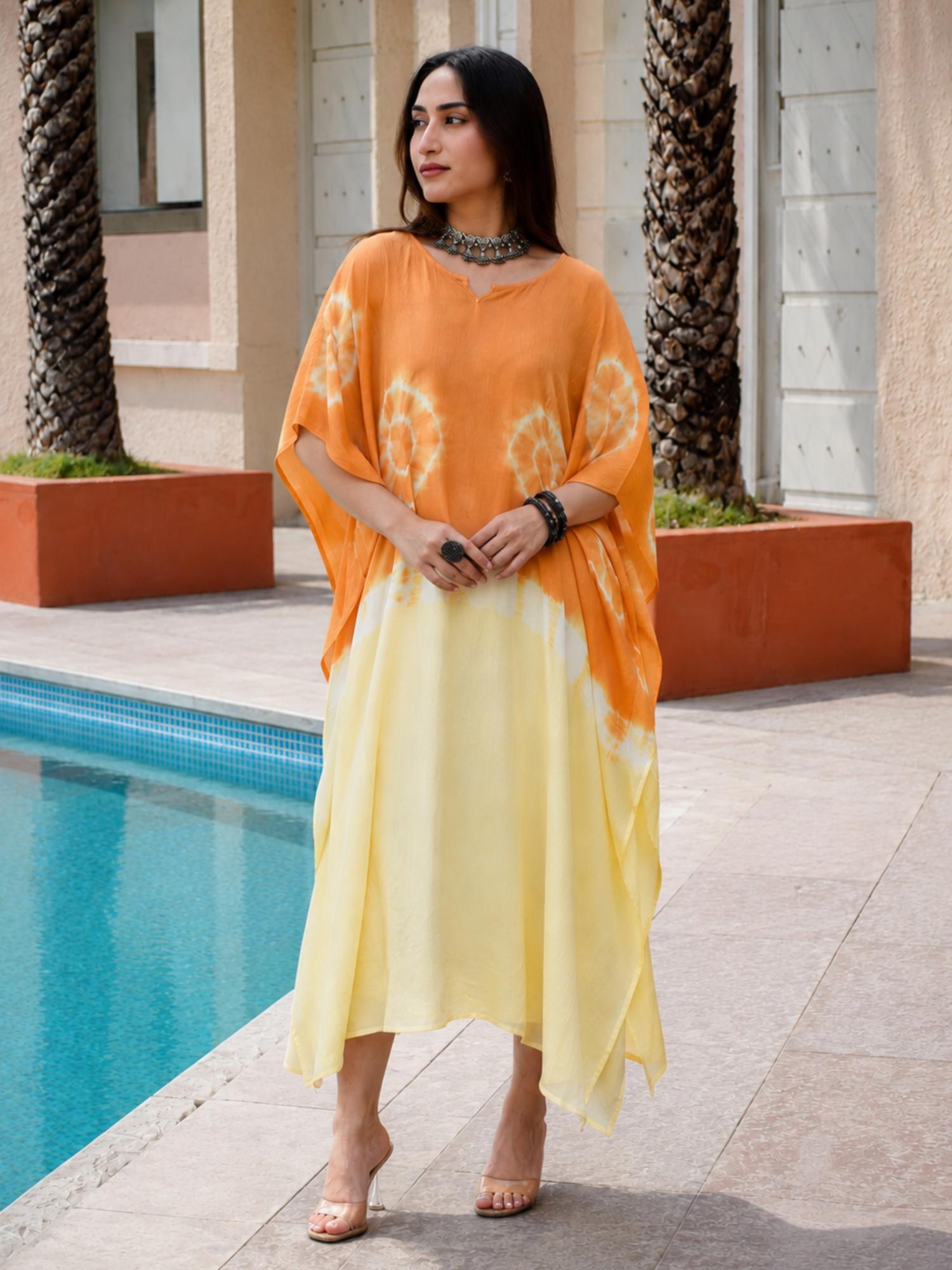 maaesa Multi-Color Tie & Dye Regular Kaftan-picture-21