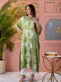 Maaesa - Green Tie & Dye Regular Kaftan