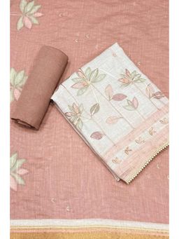 Biba - Beige Floral Unstitched Kurta & Bottom with Dupatta