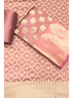 Biba - Brown Woven Zari Unstitched Kurta & Bottom with Dupatta